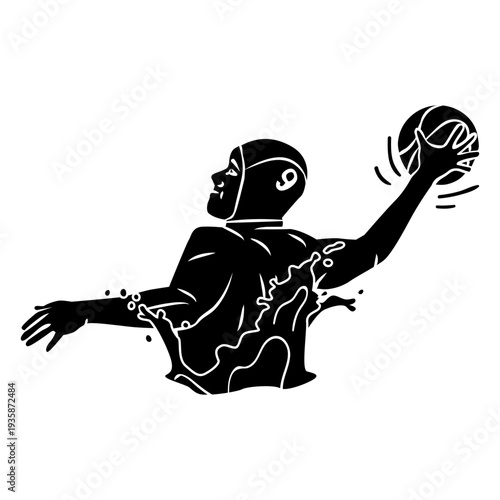 Throwing ball waterpolo right handed player cut out