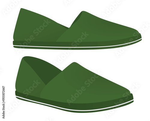Green loafer shoes. vector illustration