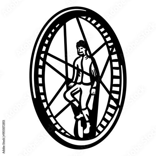 Human circus wheel filled stroke