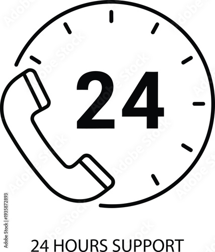 24 hour customer support hotline icon
