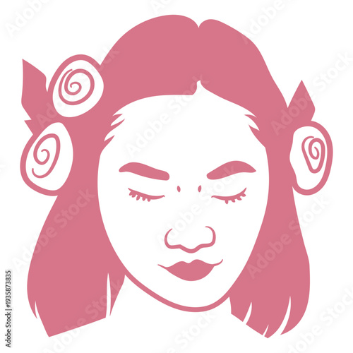 Girl face with flowers cut out