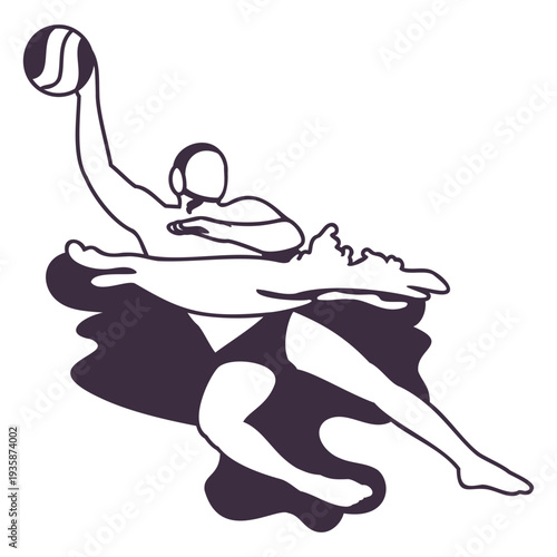 Waterpolo player in water filled stroke