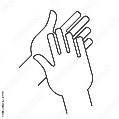 Simple line art illustration of two hands clapping or rubbing vector