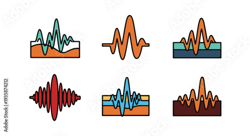 Seismic Wave Line flat abstract color vector