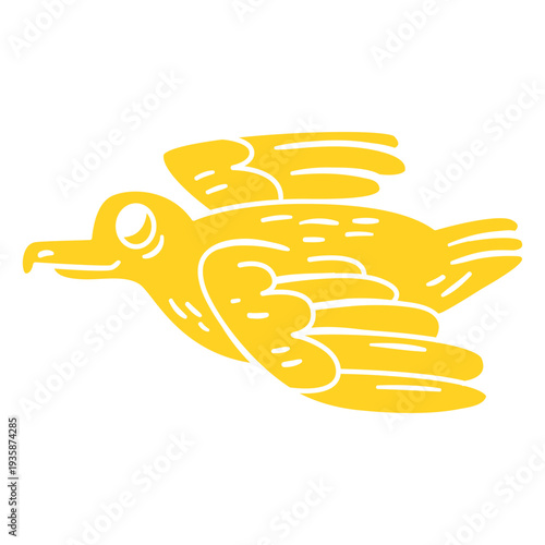 Yellow flying seagull cut out