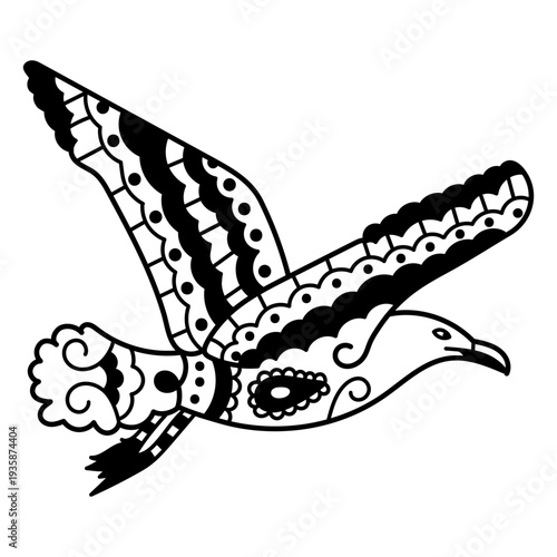Seagull flying mandala
