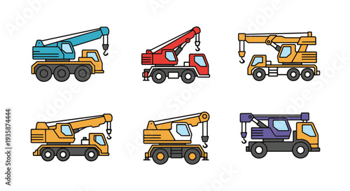 Crane Truck Line art vector modern smooth color