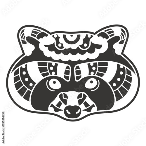Raccoon face mandala cut out