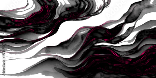 Vector Abstract flowing ink waves in deep reds and blacks, capturing a sense of movement and fluidity. The swirling forms create a dynamic visual with a mysterious and artistic flair.