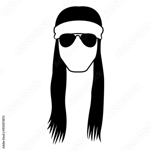 Rocker hairstyle bandana filled stroke