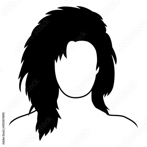 80's female haircut filled stroke