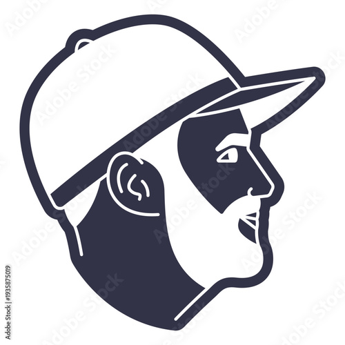 Man profile with beard and hat cut out