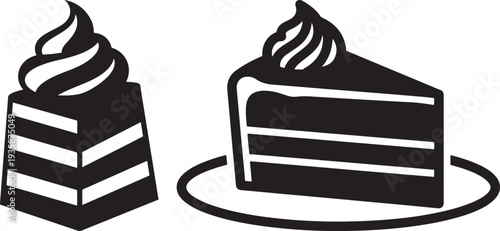 Cake slice and pastry silhouette icons
