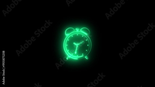 Wallpaper Mural Glowing Green Neon Alarm Clock on Black Background Time Concept neon clock glowing clock Torontodigital.ca