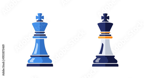 Two chess kings one blue and one dark stand facing each other