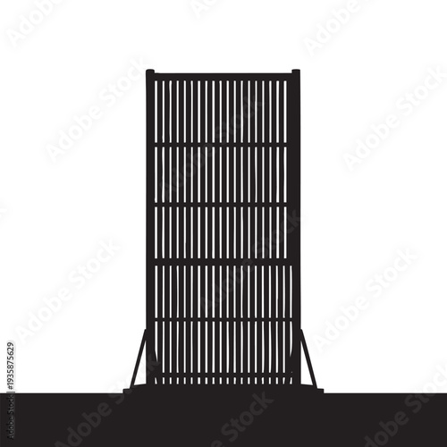 black metal gate silhouette on transparent background cut out isolated illustration on transparent background layout