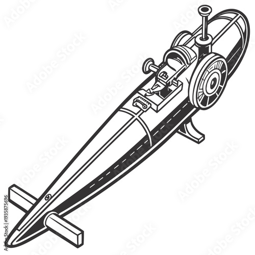 Sleek mod bullet shaped vehicle on a track