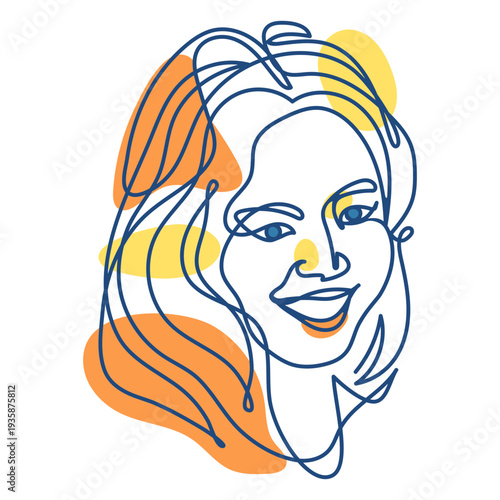 Smiling girl continuous line