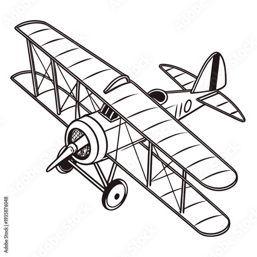 Vintage biplane with number 110 on side flying vintage airplane