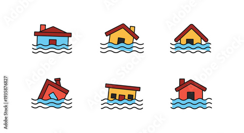 Submerged House minimal bold color vector