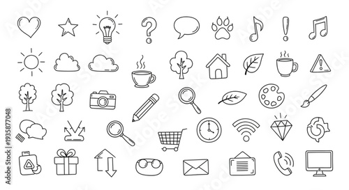 Collection of Hand Drawn Icons and Symbols.