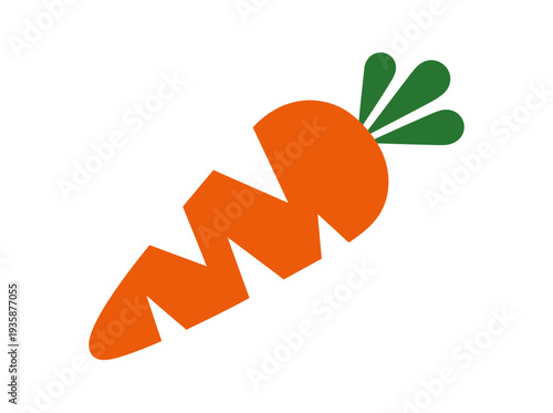 A stylized orange carrot icon with green leaves on a white background