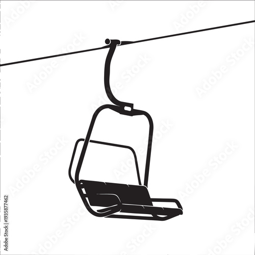 ski lift chair hangs from cable on transparent background cut out isolated illustration on transparent background layout
