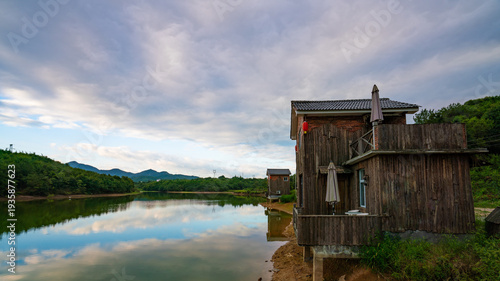 The Exterior View of Traditional Wooden Houses in Wuyuan, China