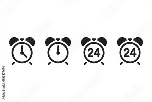Modern clock and timer icon set for workflow organization and deadline graphics