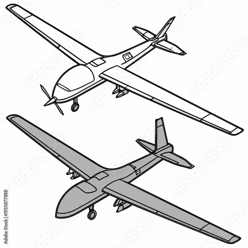 Of two gray reconnaissance drones unmanned aerial vehicle