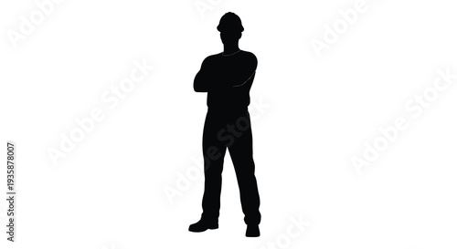 A full body view of a man standing with arms crossed presented as a striking black silhouette high quality professional
