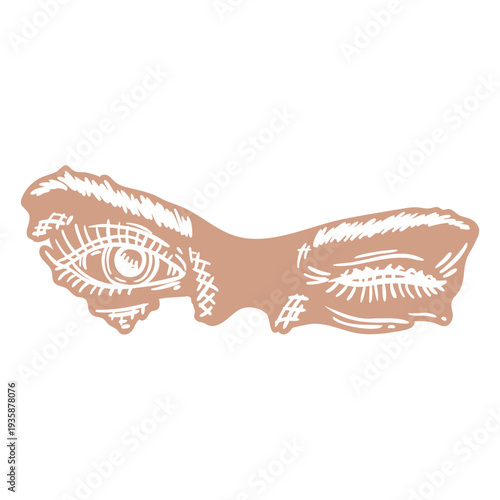 Human eyes hand drawn cut out