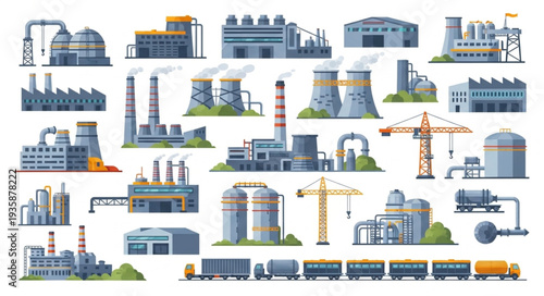 Collection of Industrial Factory Buildings and Structures.