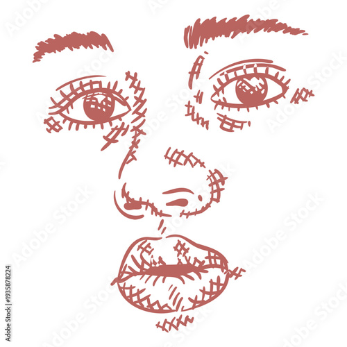 Woman face hand drawn element