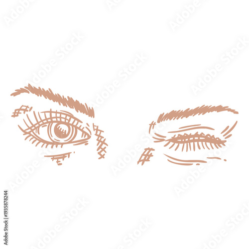 Winking eyes hand drawn element