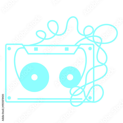 Tangled retro cassette tape