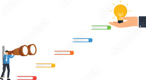 Business vision learning path knowledge steps career development creative idea success goal searching opportunity reading books personal growth achievement goal