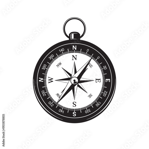 Compass Navigation on transparent background silhouette silhouette vector illustration eps