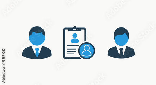 Human Resources and Recruitment Icons: Candidate Profile, Application, and Employee Management.