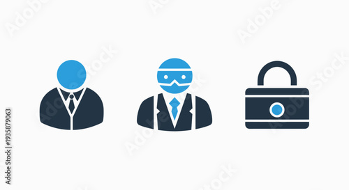 Digital Security Threat with Authorized User and Protected Padlock Icon for Cybercrime Protection Concepts