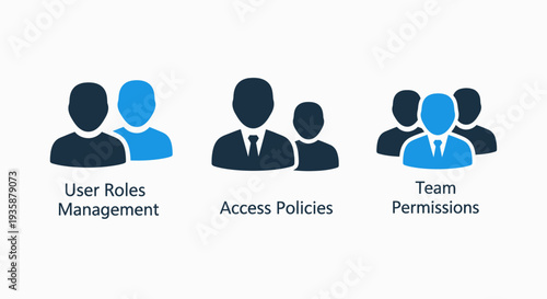 User Roles Management and Team Permissions with Access Policies for Digital Systems and Corporate Security Icons