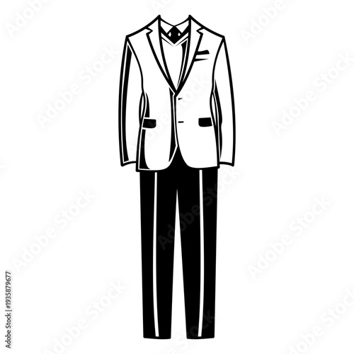 Black and white tuxedo filled stroke