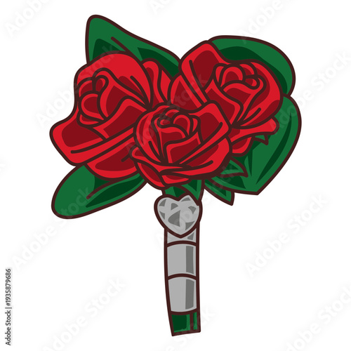 Roses arrangement color stroke