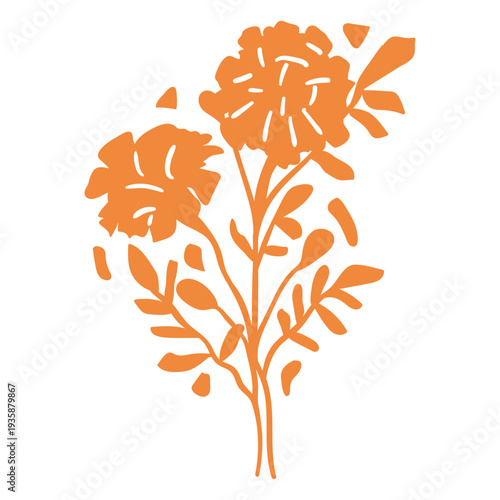Orange nature flowers cut out