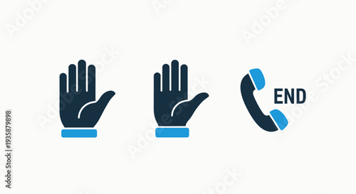 Stop, End Call, and Refusal Gesture Icons: Communication, Boundaries, and Action Termination Concepts