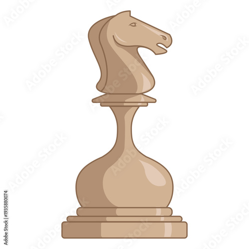 Knight chess piece white color stroke