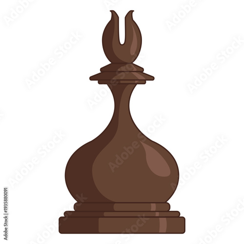 Bishop chess piece brown color stroke