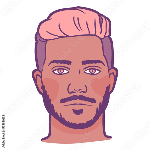 Serious face color stroke