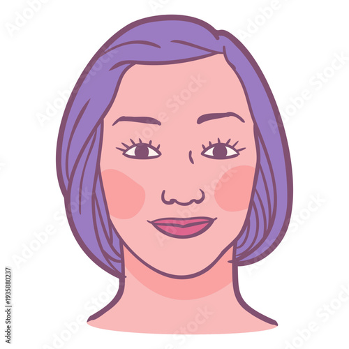 Smiling woman face color stroke