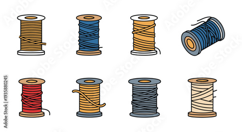 Thread Roll Line art vector soft minimal tone illustration
